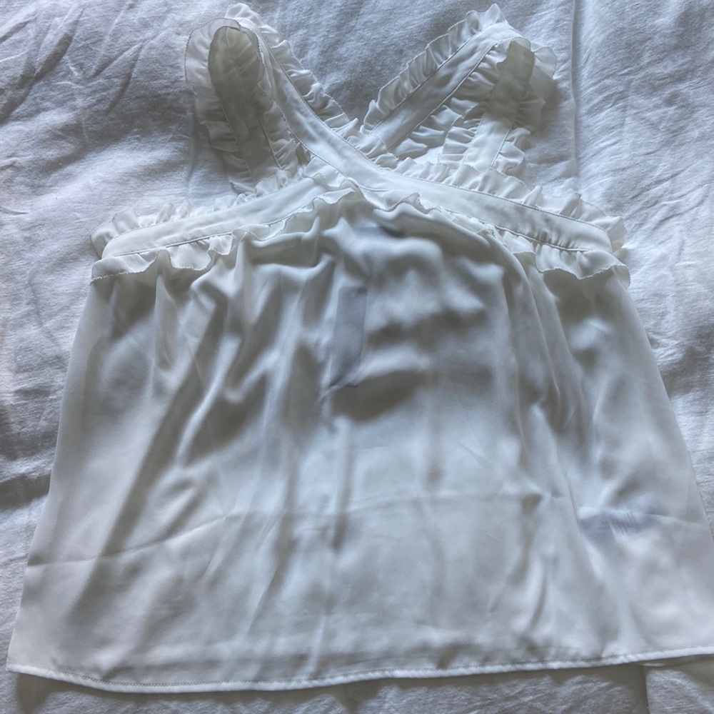 J.Crew White CrissCross Frilly Top - NWT